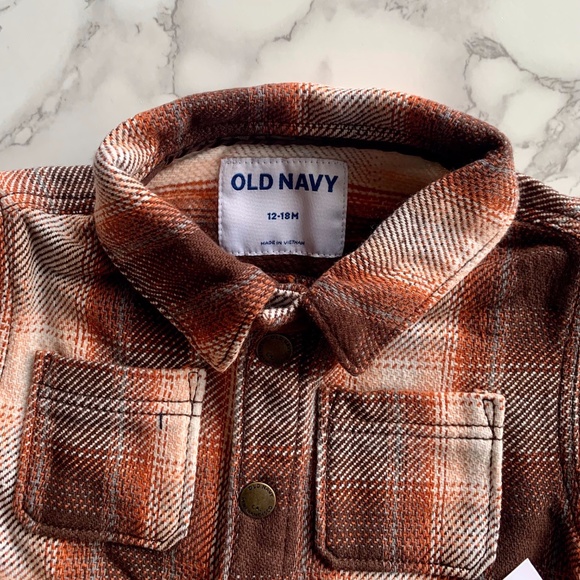 3/$45 ⭐️ OLD NAVY Plaid Baby Shacket SIZE 12-18M NWT - Picture 2 of 5